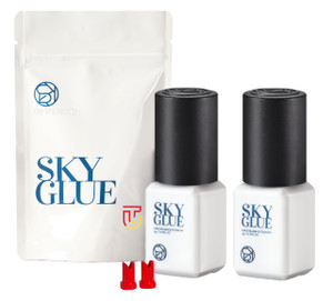 2 Bottles Sky Glue D for Eyelash Extension 5ml - Professional Powerful Strong Black Eyelash Individual Extension Adhesive / 1-2s Fast Drying / 5-6 We