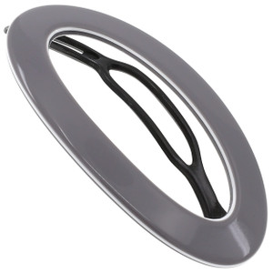 Camila Paris CP3363 French Hair Barrette Clip for Women, Handmade, Gray White, Slide-in Metal-Free Closure, Strong Hold Grip Hair Clips for Girls, No