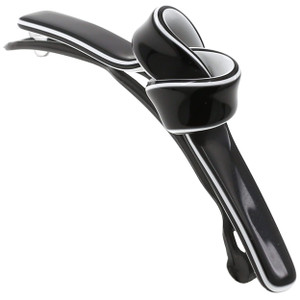 Camila Paris CP3358 French Hair Barrette Clip for Girls, Handmade, Black/White, Metal-Free Closure Strong Hold Grip Hair Clips for Women, No Slip Dur