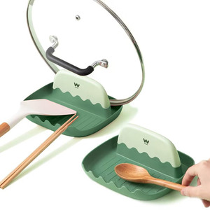 2 Pack Lid and Spoon Rest for Kitchen Counter, Cooking Ladle/Spatula/Spoon Holder for Stove Top, Utensil Rest with Pot Lid Holder for Countertop, Kit