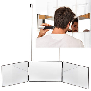 The Barbering Co. 3 Way Mirror - Real Glass | Trifold Mirror for Self Hair Cutting & Styling | DIY Haircut Tool to Cut, Trim, or Shave Your Head & Ne