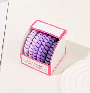 HEY SIS! Spiral Hair Ties 6pcs No Crease Coil Hair Ties Spiral Ponytail Holders Coils Scrunchies Plastic Phone Cord Hair Bands for Women Girls