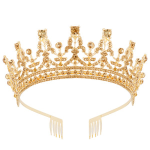 COCIDE Gold Tiara for Women Crystal Crown for Women Rhinestones Queen Hair Accessories for Bride Wedding Birthday Party Bridesmaids Bridal Prom Hallo
