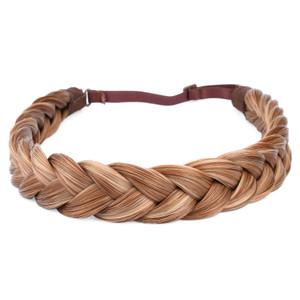 BOBIYA 2 Strands Synthetic Hair Braided Headband Classic Chunky Plaited Braids (Strawberry Blonde)