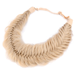 BOBIYA Wide Fishtail Headband for Women Synthetic Hair Plaited Braids Elastic Stretch Fishtail Headband (Honey Blonde)