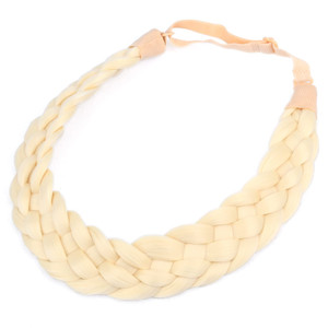 DIGUAN 5 Strands Synthetic Hair Braided Headband Classic Chunky Wide Plaited Braids Elastic Stretch Hairpiece Women Girl Beauty accessory, 56g (5-Lig