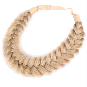 DIGUAN Messy Wide 2 Strands Synthetic Hair Braided Headband Hairpiece Women Girl Beauty accessory, 62g/2.1 oz (Honey Blonde)