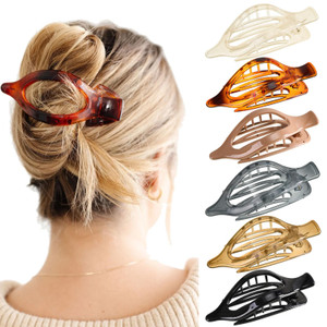 French Concord Hair Clips Claw - 6Pcs Side Slid Flat Hair Clips for Volume Strong Hold No Slip Grip Hair Claw Clips for Women Girls Thick Thin Hair (