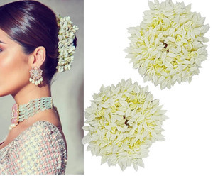 Karki Fusion Mogra White Gajra Hair Accessories Gajra Rubber Band for Women (Pack of 2)(White)