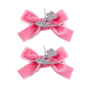 Ballet Dance Hair Clips Ballet Girls HairPin Girl Dance HairClips Hair Pin JBC37 (Silver Dance Girl-Pink Bow)