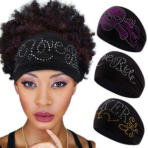 Aceorna Wide Rhinestones Headbands Stretch Hiking Hairbands Black Turban Head Bands Sport Workout Hair Bands Biker Head Wraps for Women 3 Pcs (Type A