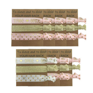 Snogisa 7 Piece Set to Have and to Hold Your Hair Back Bridesmaid Gifts Hair Tie Cards | Bachelorette Party Hair Ties | bride hair ties (Pink-7)