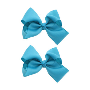 3 Inch Grosgrain Bow for Little Girls- Set of 2 (Turquoise)