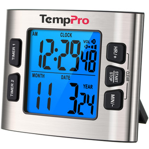 ThermoPro TempPro TM02 24H Digital Timer with Dual Kitchen Timers for Cooking, Magnetic Timer Clock with Adjustable Alarm Volume & LCD Backlit Displa