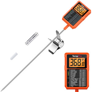TempPro TP510 Waterproof Digital Candy Thermometer with Pot Clip, 10" Long Probe Instant Read Food Cooking Meat Thermometer for Grilling Smoker BBQ D