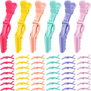 Jexine 50 Pcs Alligator Hair Clips Wide Teeth Double Hinged Professional Salon Hair Clips for Styling Sectioning Coloring Crocodile Clips Skin Care C