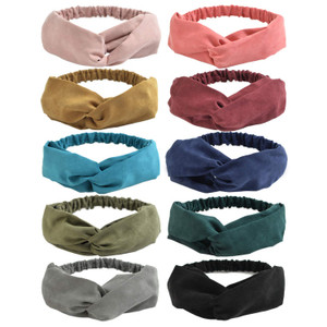 DRESHOW 10 Pack Boho Headbands for Women Girls Elastic Back Criss Cross Hair Band Twisted Head Wrap Solid Hair Accessories