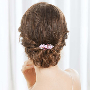 YienDoo Fancy Bridal Rhinestone Hair Clip Pin Barrette Pink Flower Bow Crystal Hairpins Barrette Sparkly Glitter Wedding Headwear Crystal Hair Clip H