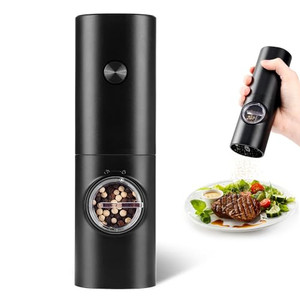Gulex Electric Pepper Grinder or Salt Mill, Battery Powered Automatic Pepper Mill, Ceramic Grinder with Adjustable Coarseness, LED Light, One Hand Op