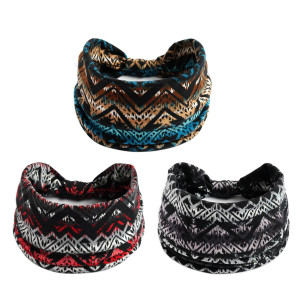 K-Elewon 3 Pack Women Wide Elastic Head Wrap Headband Sports yoga Hair Band (3 Pack(A06))
