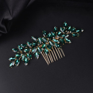 Jumwrit Bride Wedding Hair Comb Rhinestone Bridal Hair Comb Wedding Headpiece Handmade Hair Accessories for Bridesmaid Women Girls(Green)