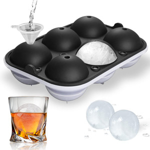 Ice Ball Maker, TINANA Reusable 2.5 Inch Ice Cube Trays, Easy Release Silicone Round Ice Sphere Tray with Lids & Funnel for Whiskey, Cocktails & Bour