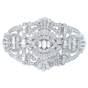 EVER FAITH 1920's Style Bride Hair Barrette Art Deco Clear Austrian Crystal Silver-Tone
