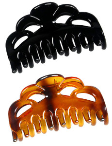 ACCGLORY Medium Hair Claw Clips for Women Fine Hair Plastic Claw Clamps Clips in Set (Arc-Black+Brownish Red-M)