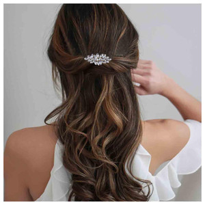 Yheakne Vintage Crystal Leaf Hair Clip Pin Gold Rhinestone Hair Barrette Pin Shine Cz Leaf Hair Pin Clip Crystal Head Clip Headpiece Decorative Bobby