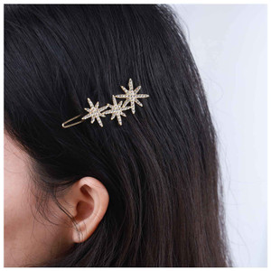 Andelaisi Vintage Crystal Star Hair Clip Gold Crystal Wedding Hair Barrettes Vintage Cz Star Hairpin Barrette Sparkly Cz Hair Pins Hairclip Decorativ