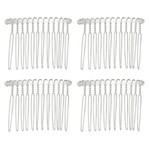 VOCOSTE 4 Pcs No Slip Hair Side Combs Accessories, Metal, Silver Tone, 2"