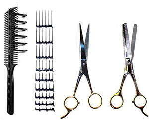 CombPal Scissor Clipper Over Comb Hair Cutting Tool - Barber Hair Cutting kit - DIY Home Hair Cutting Guide Comb Set (Jumbo Value-Pack, Black)