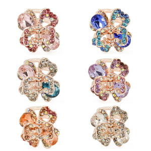 Yeshan Rhinestone and Crystal Metal Jaw Claw Hair Clip,Small Butterfly Design Barrettes for Women,pack of 6.