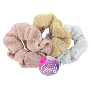 Goody Icy Holiday Scrunchies - 3 Count, Assorted - Ouchless Comfortable Hold Hair Accessories for Men, Women, Boys and Girls to Style With Ease and K