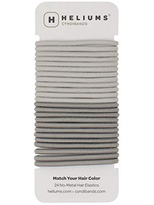 Cyndibands Hair Ties for Gray - 4mm Elastic Ponytail Holders - Match Your Hair Color Bands - 24 Count (Light Silver/Gray)
