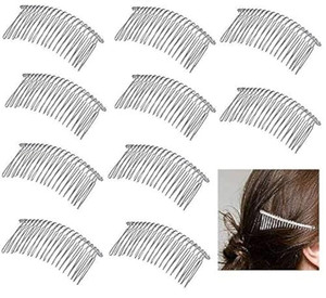 Hair Combs,10 pieces 20 Teeth Fancy DIY Metal Wire Hair Clip Combs Metal Wire Twist Bridal Wedding Veil Combs for Women Bridal (Silver)
