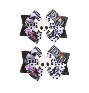 Halloween Hair Bow Pumpkin bat Spider Ghost hairpin Halloween Party Hair Accessories. (Ghost)