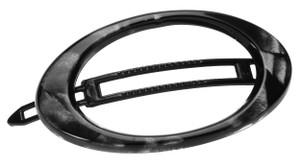 France Luxe Cutout Oval Plastic Tige Boule Barrette - Nacro Black