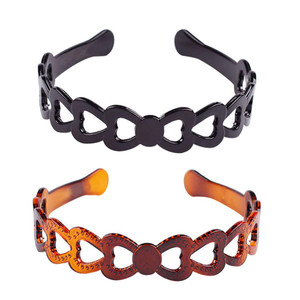 Set of 2 Women Hard Plastic Headband Hair Hoop Black and Brown High-grade Headwear Hairband (Style D#)