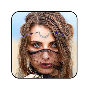 Aularso Vintage Head Chain Silver Forehead Chain Crescent Moon Hair Chain Crystal Headpieces Jewelry Prom Fashion Headbands Halloween Hair Accessorie