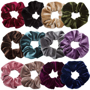 Scrunchies for Hair,12 Pcs Soft Hair Scrunchy Bobbles Elastic Hair Bands Ties Donut Hair Accessories for Women Ponytail Holder Velvet Vintage Scrunch