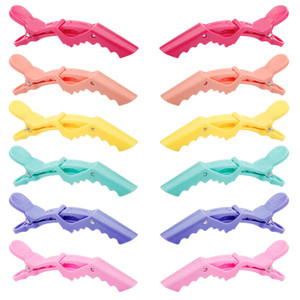 GLAMFIELDS 12 pcs Alligator Hair Clips for Styling Sectioning, Non-slip Grip Clips for Hair Cutting, Durable Women Professional Plastic Salon Haircli