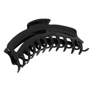 Parcelona French Bend Narrow Large Jumbo 6" Black Celluloid Jaw Hair Claw Clip for Women