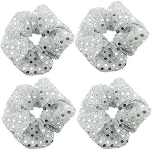 4 Pcs Sequins Christmas Hair Scrunchies Hair Bobbles Metallic Elastics Ponytail Holders Hair Wrist Ties Bands Cloth Scrunchies for Show Gym Dance Par
