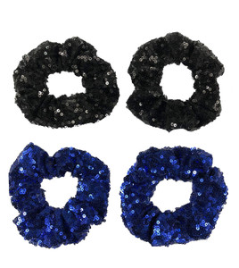 4 Pcs Sequin Hair Scrunchie Hair Bobbles Metallic Elastics Ponytail Holders Hair Wrist Ties Bands Cloth Scrunchies for Show Gym Dance Party Club Girl
