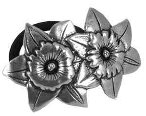 Ponytail Holder, Hair Accessory, Women's Hair Tie, Daffodil Design, Handcrafted in the USA by Oberon Design