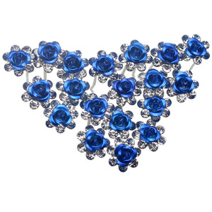 Newstarfactory Rose U-sharped Design Collection Metal Hair Pins Pack of 20 (Blue)