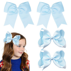4 Pack Bow Hair Clips, Big Hair Bows for Women(8 inches, 6 inches), Light Blue