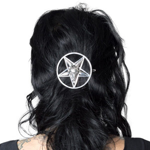 Kreepsville Baphomet Pentagram Round Hair Clip Gothic Horror Accessory One size