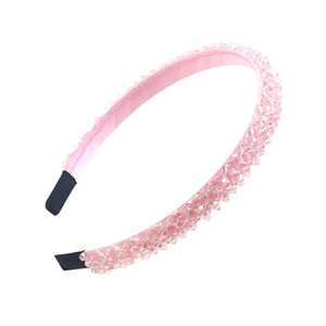 Ruihfas Fashion Sparkle 4 Rows Crystal Rhinestone Headbands Beaded Hair Hoop Band (Pink)